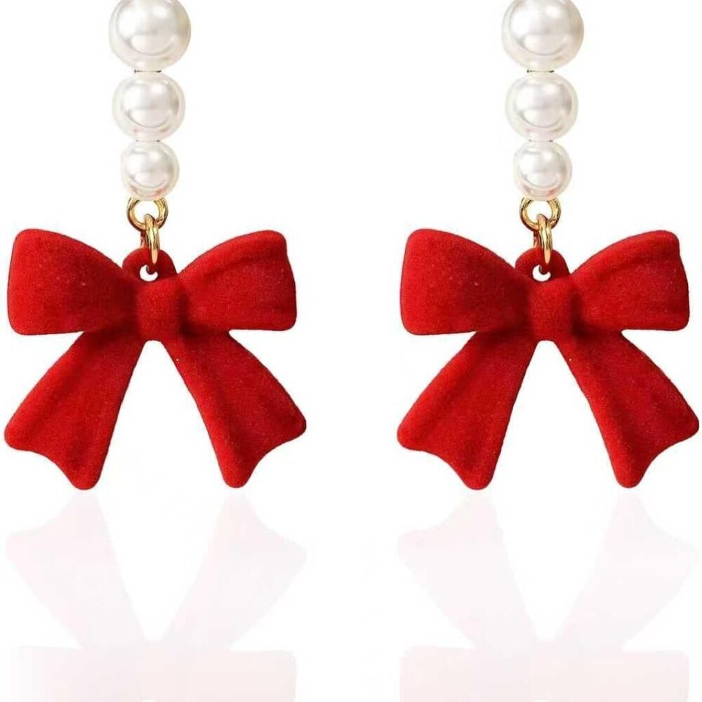 Gold Bow Earrings for Women, Long Tassel Chain Drop Earrings, Trendy Small Bow E